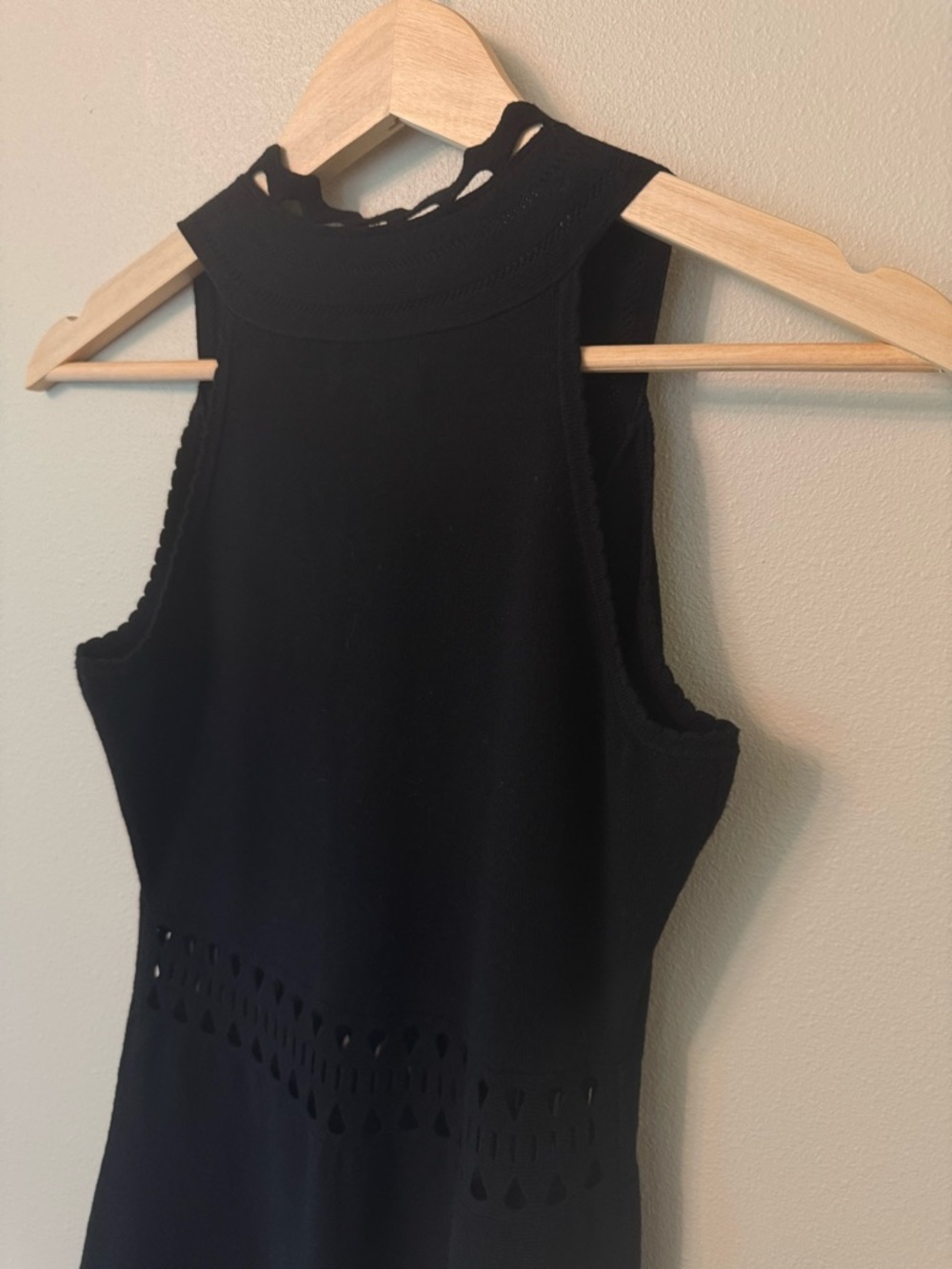 Milly Black Cutout Sleeveless Knit Dress XS Petite Fit & Flare - Picture 8 of 9
